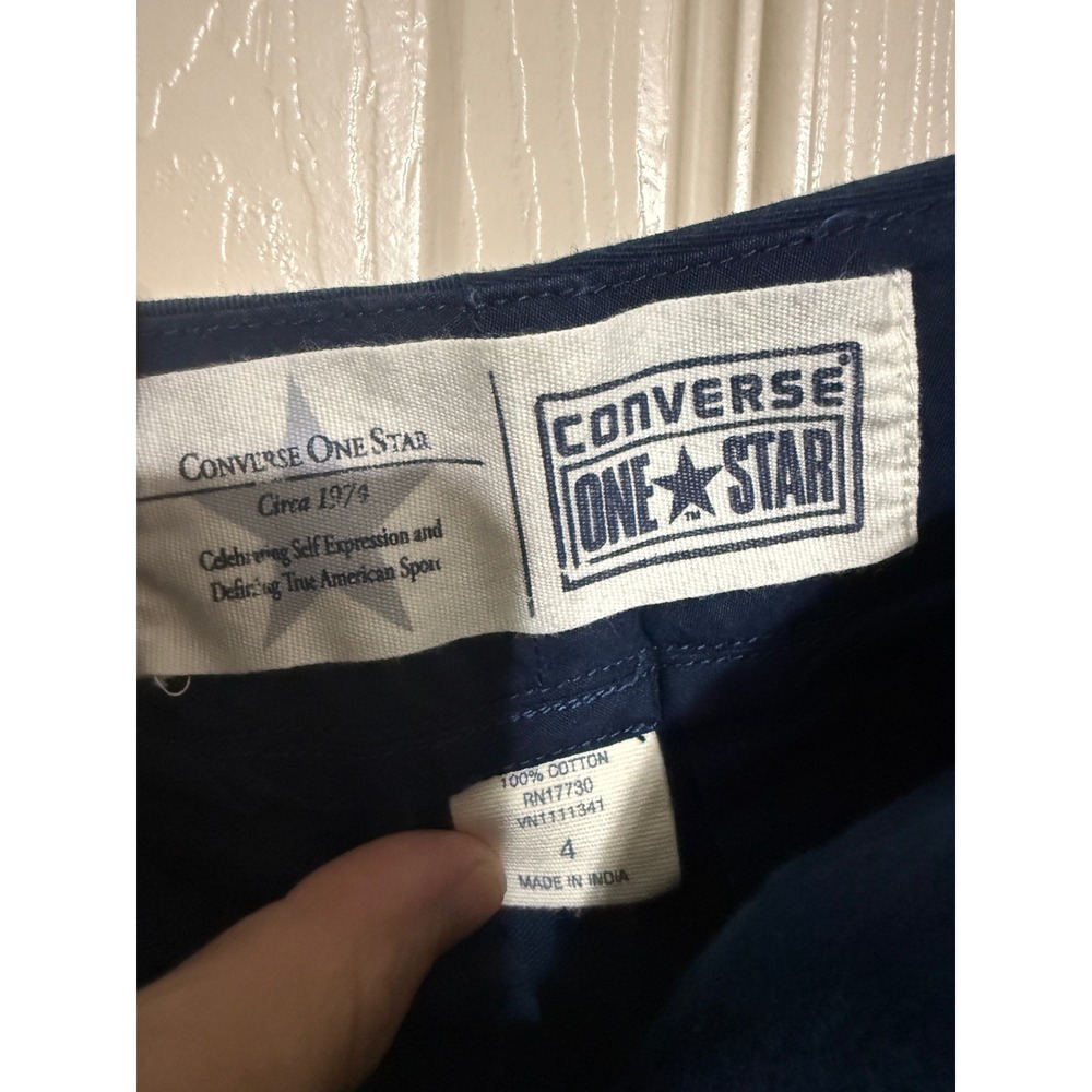 Converse One Star Womens Navy Blue Cotton Chino Shorts Size 4 Mid Rise Casual - Picture 2 of 3